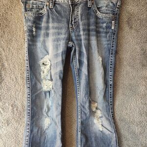 Silver Jeans Co. Frances Distressed Bootcut Jeans Women's 32x31 Medium Wash